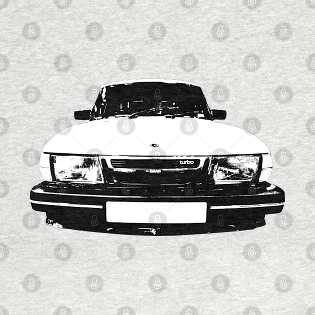 Saab 900 Turbo 1980s classic car monoblock black and white by soitwouldseem